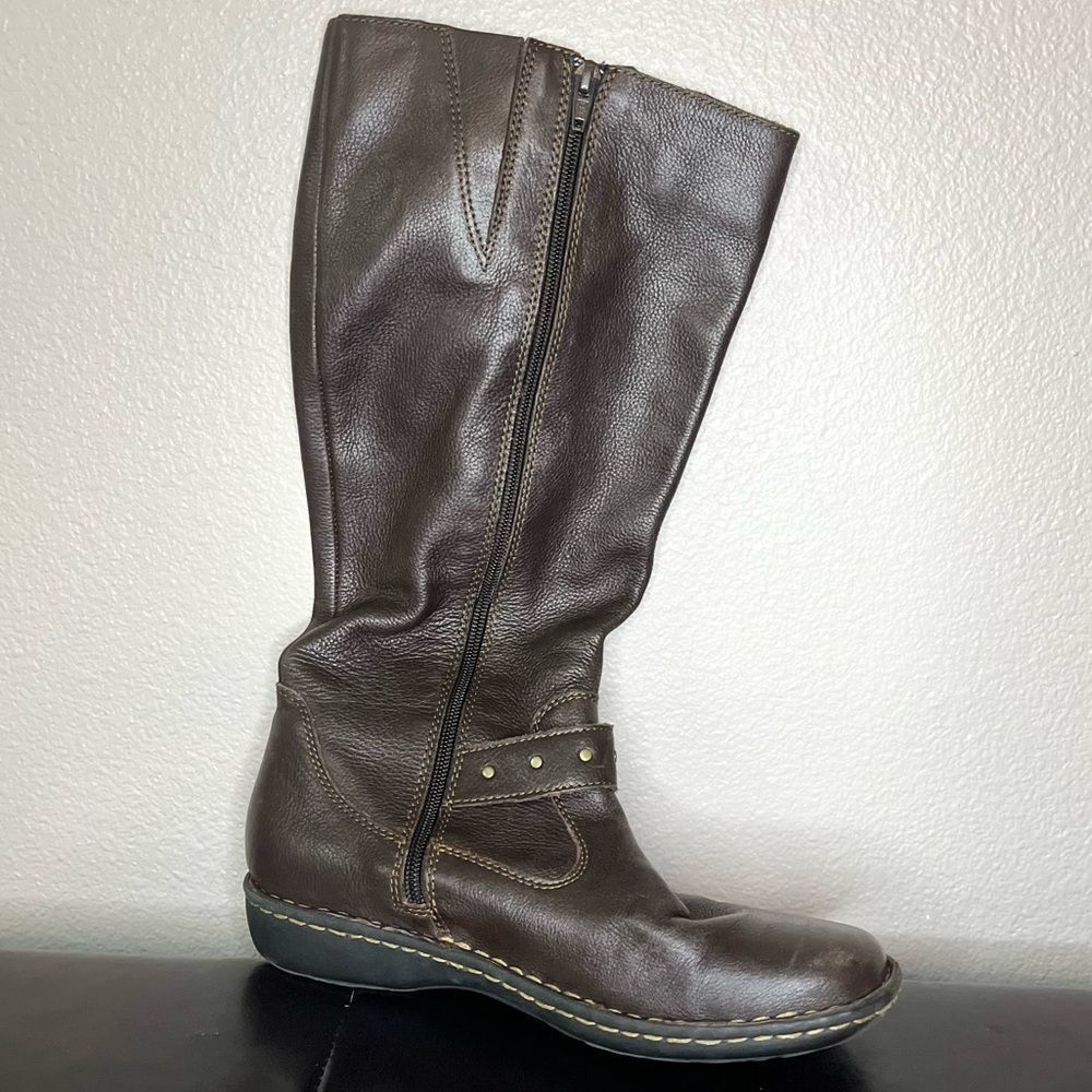 b.o.c. Womens Austin Faux Leather Flat Knee-High Boots With Buckle Brown Sz: 7.5 - Picture 2 of 8